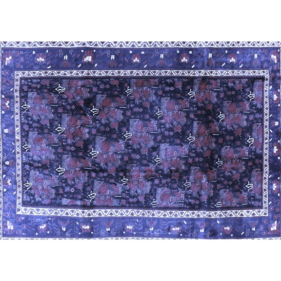 Ahgly Company Indoor Rectangle Persian Blue Traditional Area Rugs, 5' x 7'