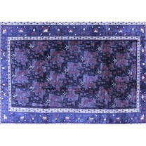 Ahgly Company Indoor Rectangle Persian Blue Traditional Area Rugs, 5' x 7'
