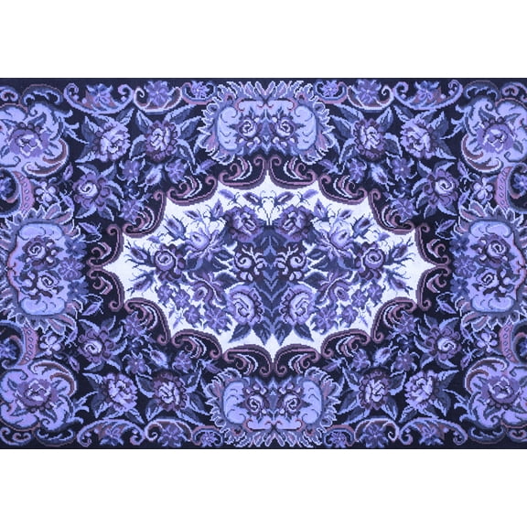 Ahgly Company Indoor Rectangle Persian Blue Traditional Area Rugs, 5' x 7'