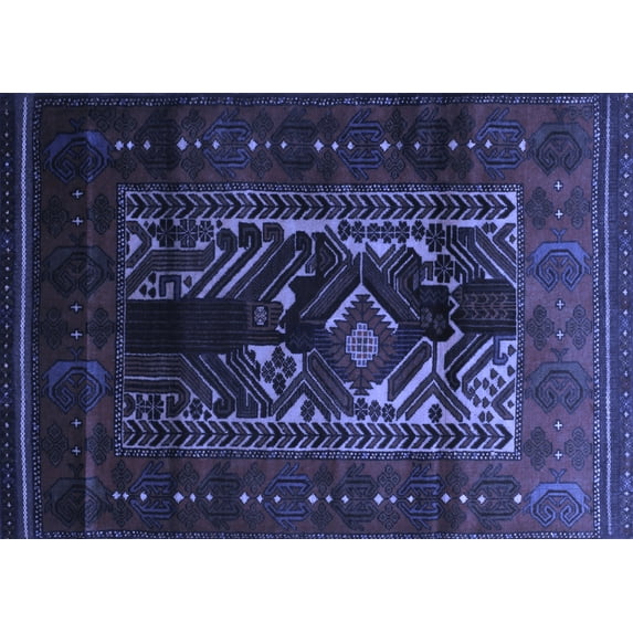 Ahgly Company Indoor Rectangle Persian Blue Traditional Area Rugs, 5' x 7'