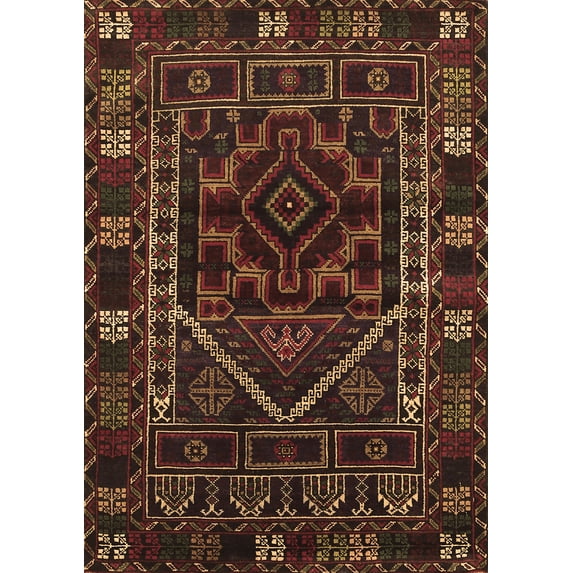 Ahgly Company Indoor Rectangle Persian Brown Traditional Area Rugs, 6' x 9'