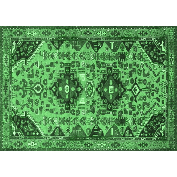 Ahgly Company Indoor Rectangle Persian Emerald Green Traditional Area Rugs, 2' x 3'