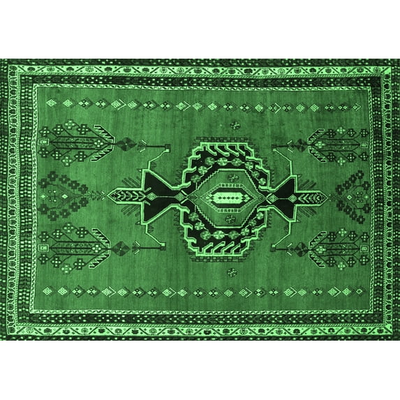Ahgly Company Indoor Rectangle Persian Emerald Green Traditional Area Rugs, 2' x 3'