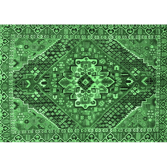 Ahgly Company Indoor Rectangle Persian Emerald Green Traditional Area Rugs, 2' x 3'