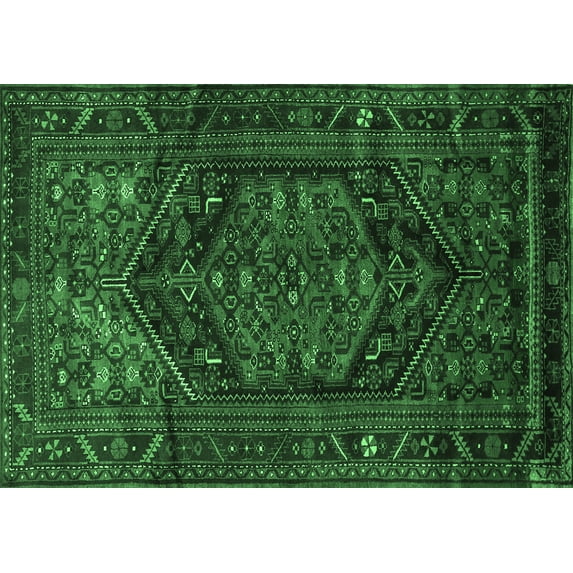 Ahgly Company Indoor Rectangle Persian Emerald Green Traditional Area Rugs, 2' x 3'