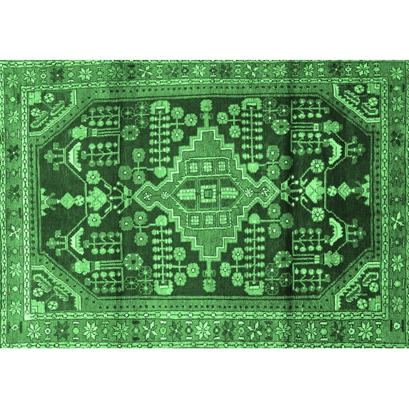 Ahgly Company Indoor Rectangle Persian Emerald Green Traditional Area Rugs, 2' x 3'