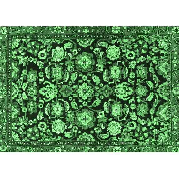Ahgly Company Indoor Rectangle Persian Emerald Green Traditional Area Rugs, 2' x 3'