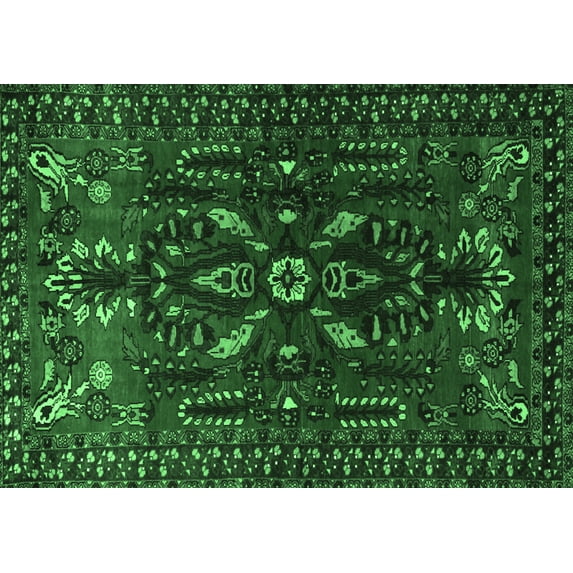 Ahgly Company Indoor Rectangle Persian Emerald Green Traditional Area Rugs, 2' x 4'