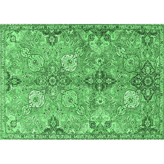 Ahgly Company Indoor Rectangle Persian Emerald Green Traditional Area Rugs, 2' x 5'