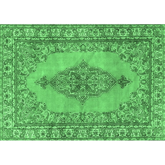 Ahgly Company Indoor Rectangle Persian Emerald Green Traditional Area Rugs, 3' x 5'