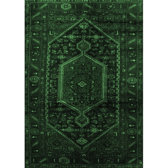 Ahgly Company Indoor Rectangle Persian Emerald Green Traditional Area Rugs, 3' x 5'