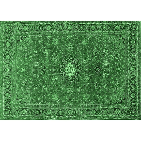 Ahgly Company Indoor Rectangle Persian Emerald Green Traditional Area Rugs, 3' x 5'