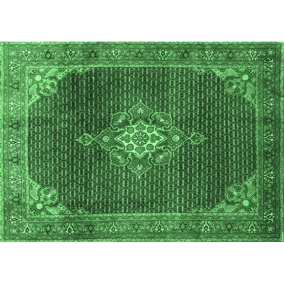 Ahgly Company Indoor Rectangle Persian Emerald Green Traditional Area Rugs, 3' x 5'