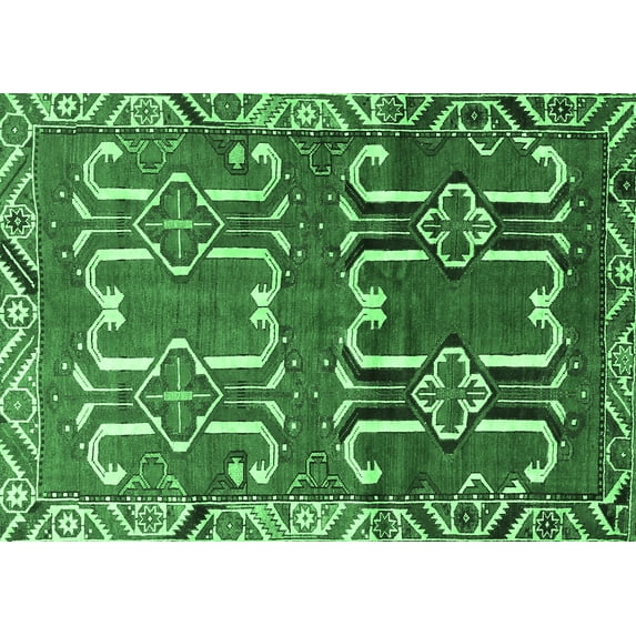 Ahgly Company Indoor Rectangle Persian Emerald Green Traditional Area Rugs, 3' x 5'