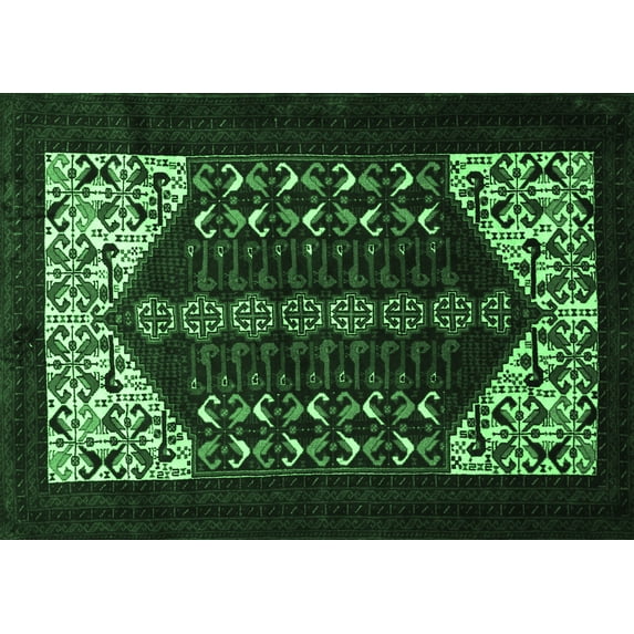 Ahgly Company Indoor Rectangle Persian Emerald Green Traditional Area Rugs, 3' x 5'
