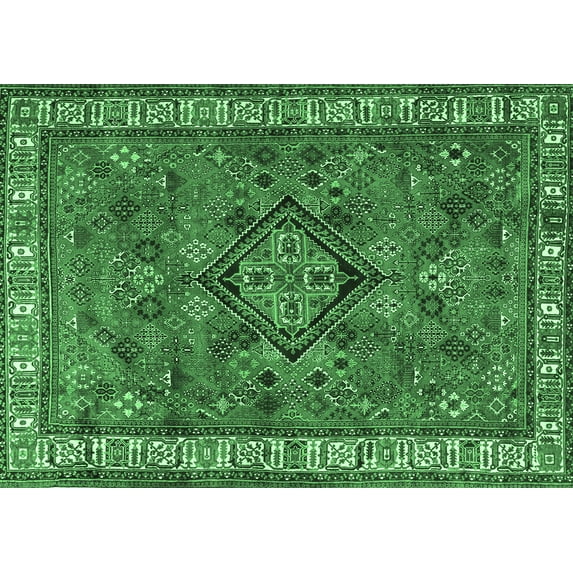Ahgly Company Indoor Rectangle Persian Emerald Green Traditional Area Rugs, 4' x 6'