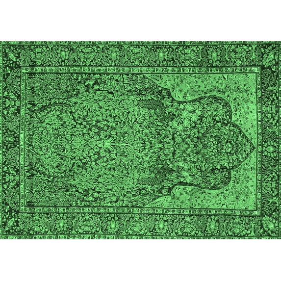 Ahgly Company Indoor Rectangle Persian Emerald Green Traditional Area Rugs, 5' x 7'