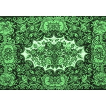 Ahgly Company Indoor Rectangle Persian Emerald Green Traditional Area Rugs, 5' x 7'