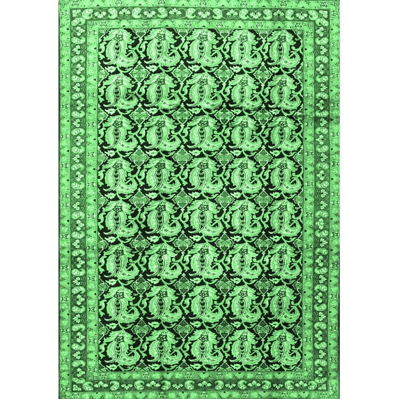 Ahgly Company Indoor Rectangle Persian Emerald Green Traditional Area Rugs, 5' x 7'