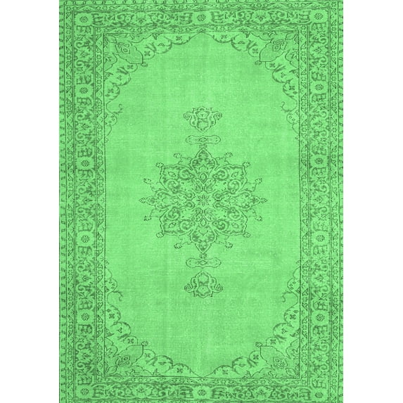 Ahgly Company Indoor Rectangle Persian Emerald Green Traditional Area Rugs, 5' x 7'