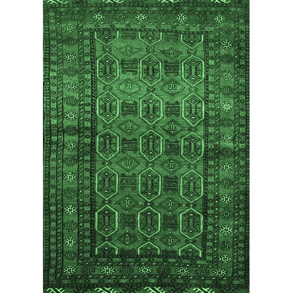 Ahgly Company Indoor Rectangle Persian Emerald Green Traditional Area Rugs, 5' x 7'