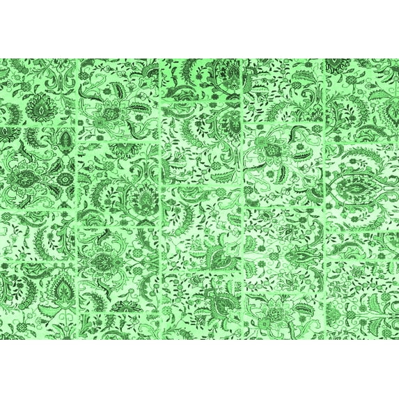 Ahgly Company Indoor Rectangle Persian Emerald Green Traditional Area Rugs, 5' x 7'