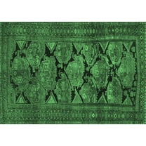 Ahgly Company Indoor Rectangle Persian Emerald Green Traditional Area Rugs, 5' x 7'