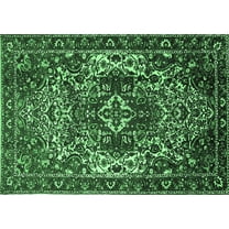 Ahgly Company Indoor Rectangle Persian Emerald Green Traditional Area Rugs, 5' x 7'
