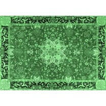 Ahgly Company Indoor Rectangle Persian Emerald Green Traditional Area Rugs, 5' x 7'