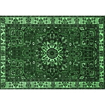Ahgly Company Indoor Rectangle Persian Emerald Green Traditional Area Rugs, 5' x 7'
