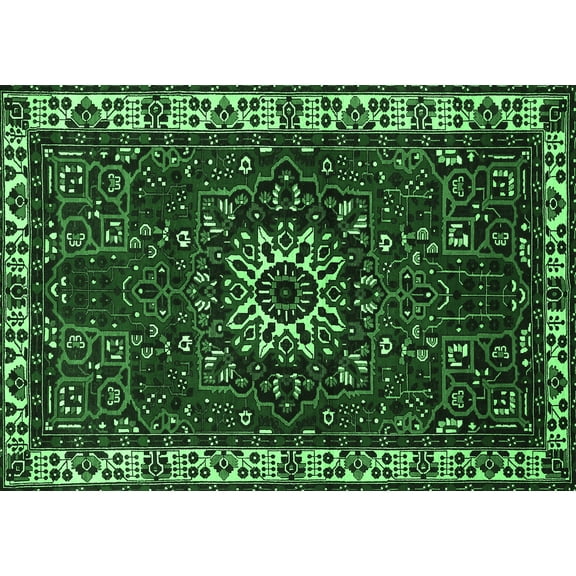 Ahgly Company Indoor Rectangle Persian Emerald Green Traditional Area Rugs, 5' x 7'