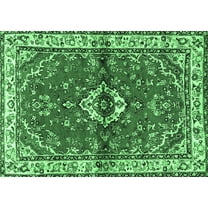 Ahgly Company Indoor Rectangle Persian Emerald Green Traditional Area Rugs, 5' x 7'