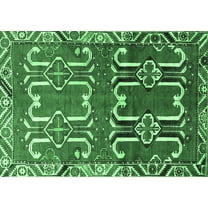 Ahgly Company Indoor Rectangle Persian Emerald Green Traditional Area Rugs, 5' x 7'