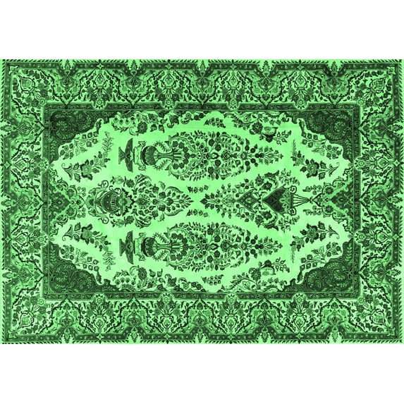 Ahgly Company Indoor Rectangle Persian Emerald Green Traditional Area Rugs, 5' x 7'