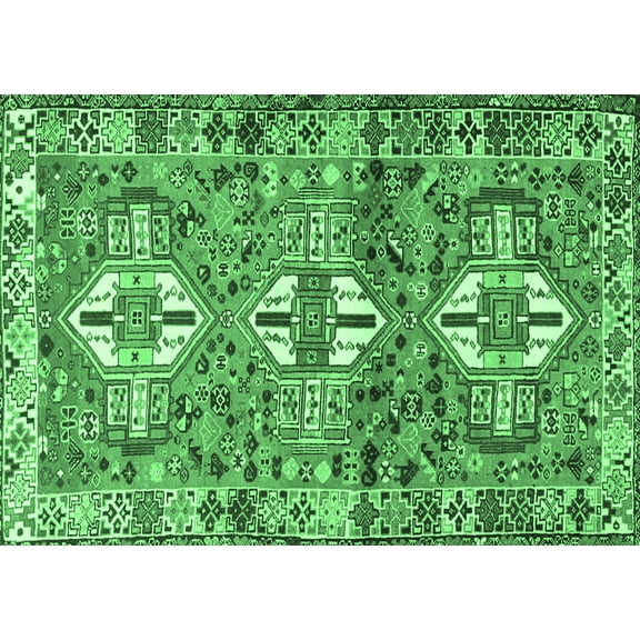 Ahgly Company Indoor Rectangle Persian Emerald Green Traditional Area Rugs, 5' x 7'