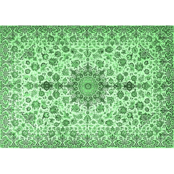 Ahgly Company Indoor Rectangle Persian Emerald Green Traditional Area Rugs, 5' x 7'