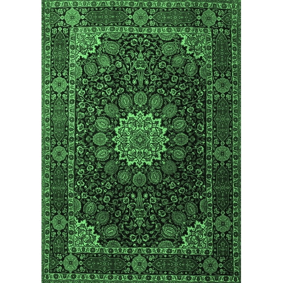 Ahgly Company Indoor Rectangle Persian Emerald Green Traditional Area Rugs, 5' x 7'