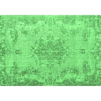 Ahgly Company Indoor Rectangle Persian Emerald Green Traditional Area Rugs, 5' x 7'