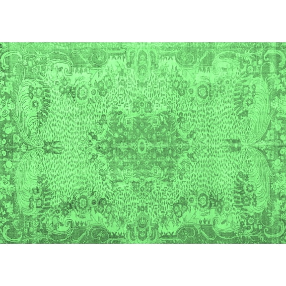 Ahgly Company Indoor Rectangle Persian Emerald Green Traditional Area Rugs, 5' x 7'