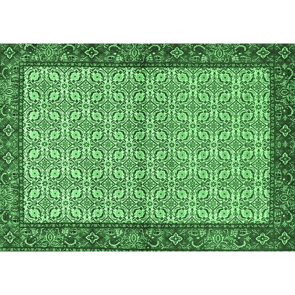 Ahgly Company Indoor Rectangle Persian Emerald Green Traditional Area Rugs, 5' x 7'