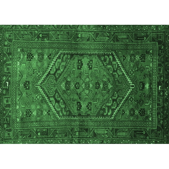 Ahgly Company Indoor Rectangle Persian Emerald Green Traditional Area Rugs, 5' x 8'