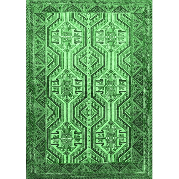 Ahgly Company Indoor Rectangle Persian Emerald Green Traditional Area Rugs, 5' x 8'
