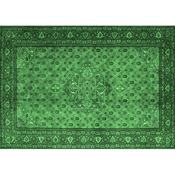 Ahgly Company Indoor Rectangle Persian Emerald Green Traditional Area Rugs, 6' x 9'