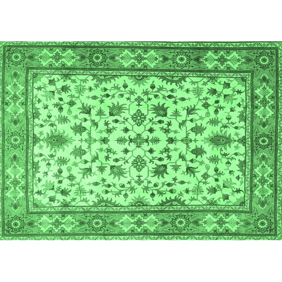 Ahgly Company Indoor Rectangle Persian Emerald Green Traditional Area Rugs, 7' x 10'