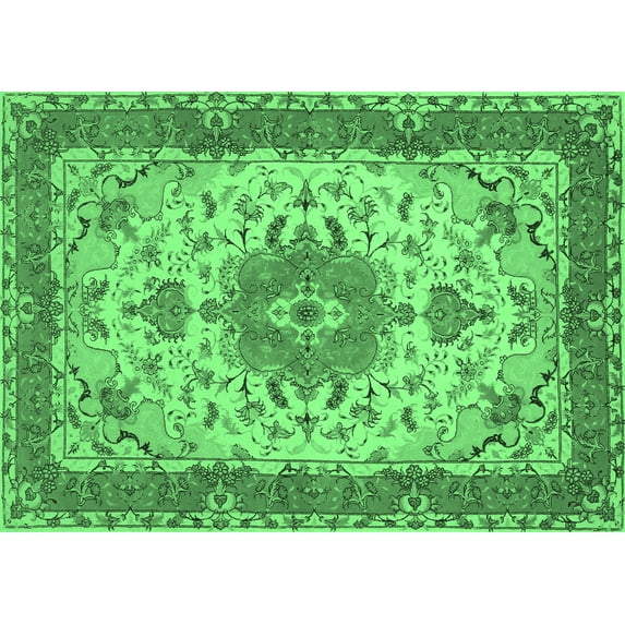 Ahgly Company Indoor Rectangle Persian Emerald Green Traditional Area Rugs, 7' x 10'