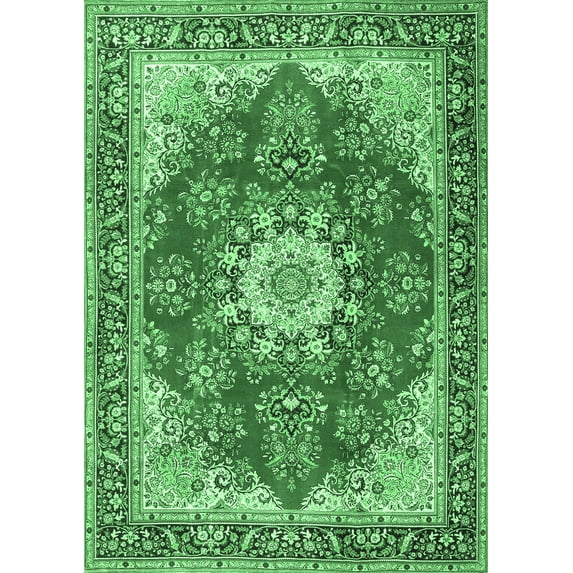 Ahgly Company Indoor Rectangle Persian Emerald Green Traditional Area Rugs, 7' x 10'