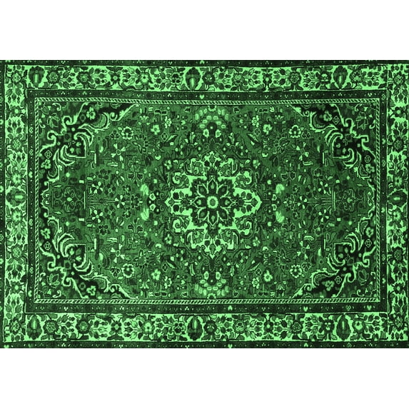 Ahgly Company Indoor Rectangle Persian Emerald Green Traditional Area Rugs, 7' x 9'