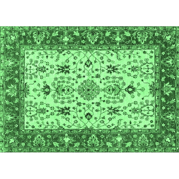 Ahgly Company Indoor Rectangle Persian Emerald Green Traditional Area Rugs, 7' x 9'