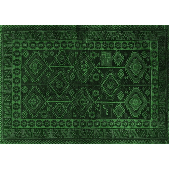 Ahgly Company Indoor Rectangle Persian Emerald Green Traditional Area Rugs, 8' x 10'
