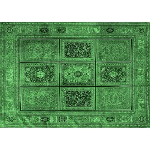 Ahgly Company Indoor Rectangle Persian Emerald Green Traditional Area Rugs, 8' x 10'